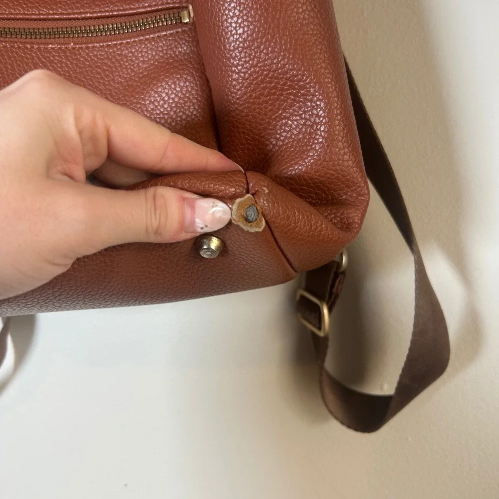 Freshly Picked Classic Convertible Backpack Brown Pebbled‎ Leather Diaper Bag